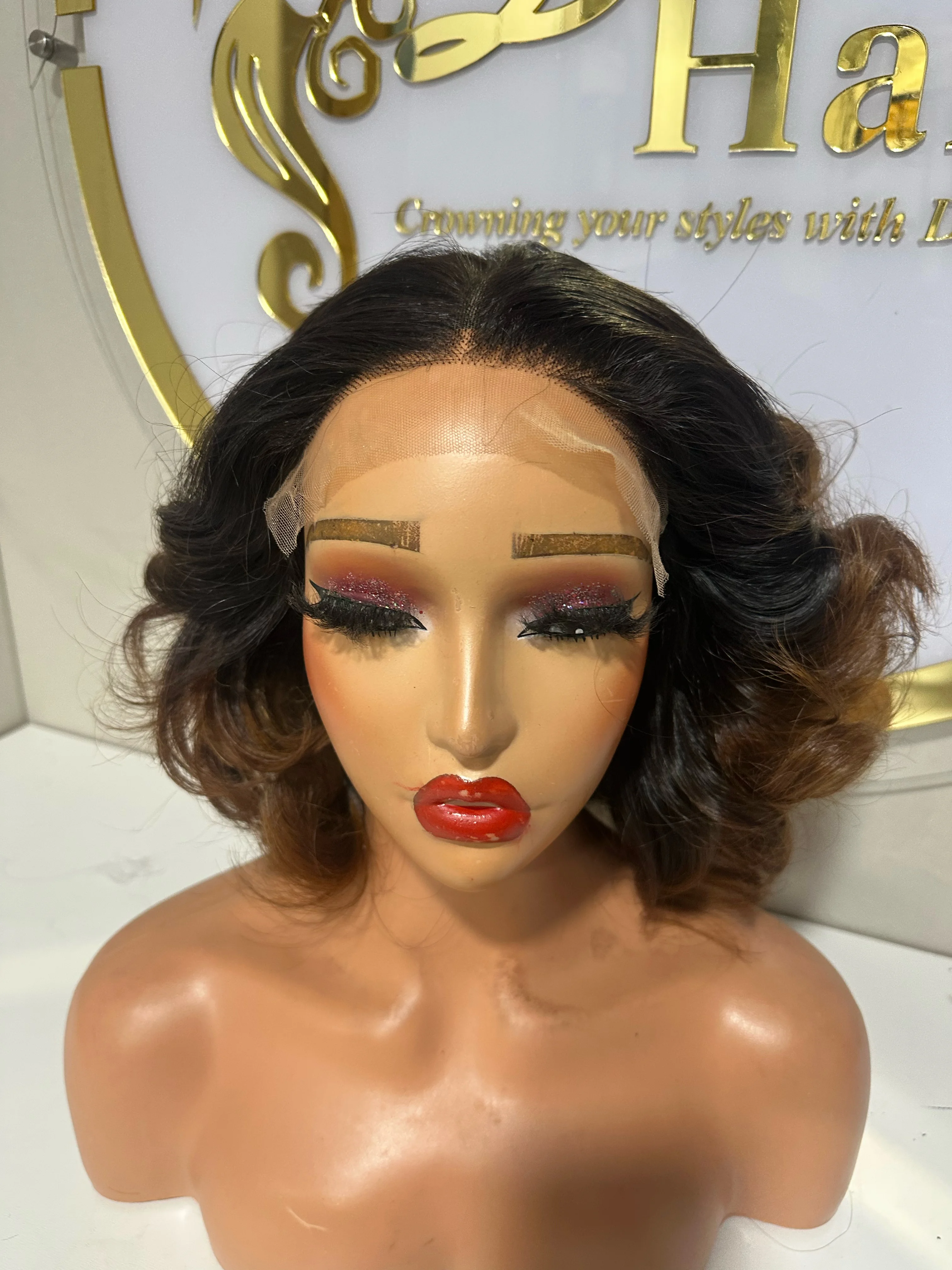 Donor  quality ombré brown wavy wig second image