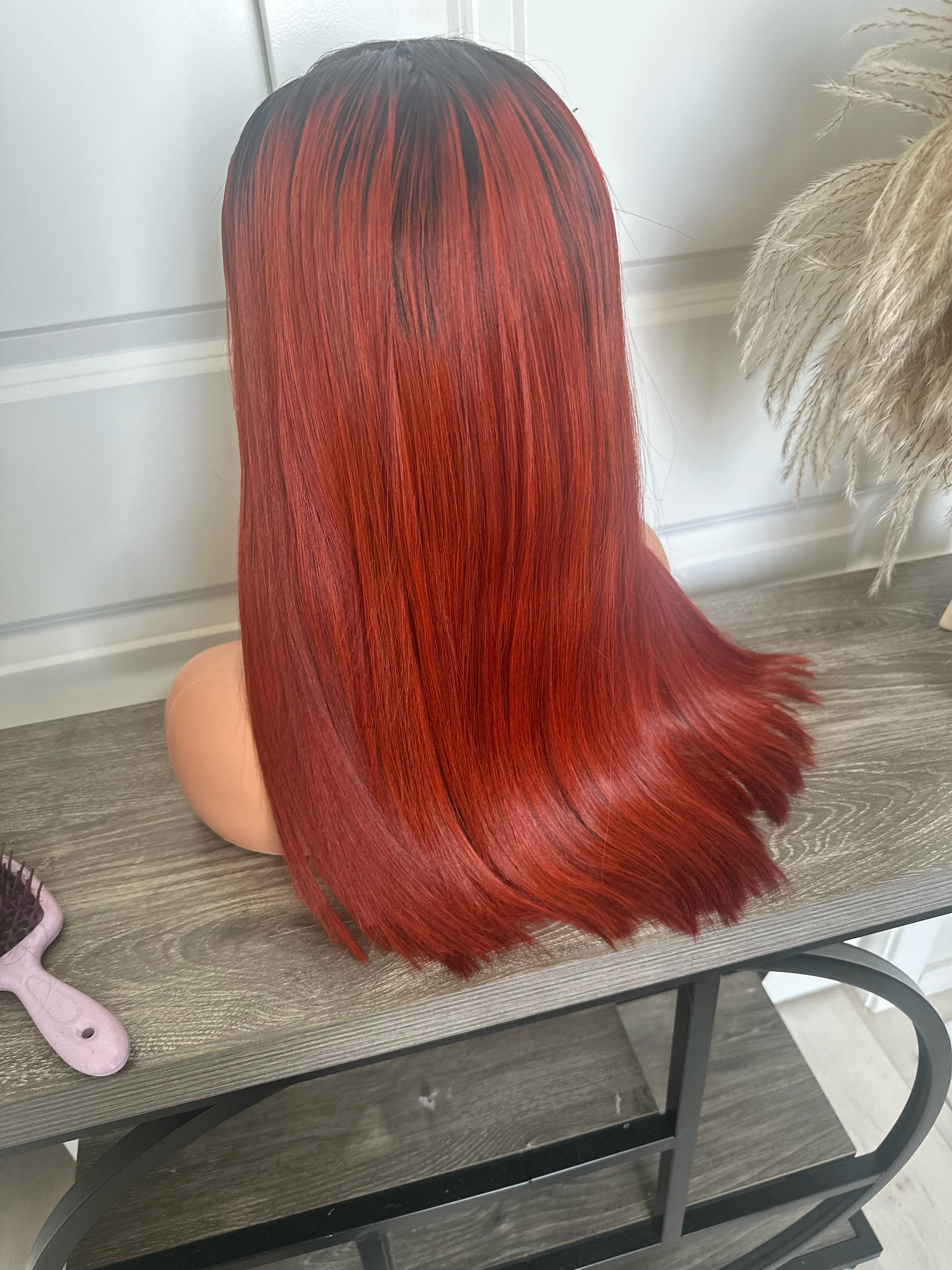 Raw burnt orange bone straight wig