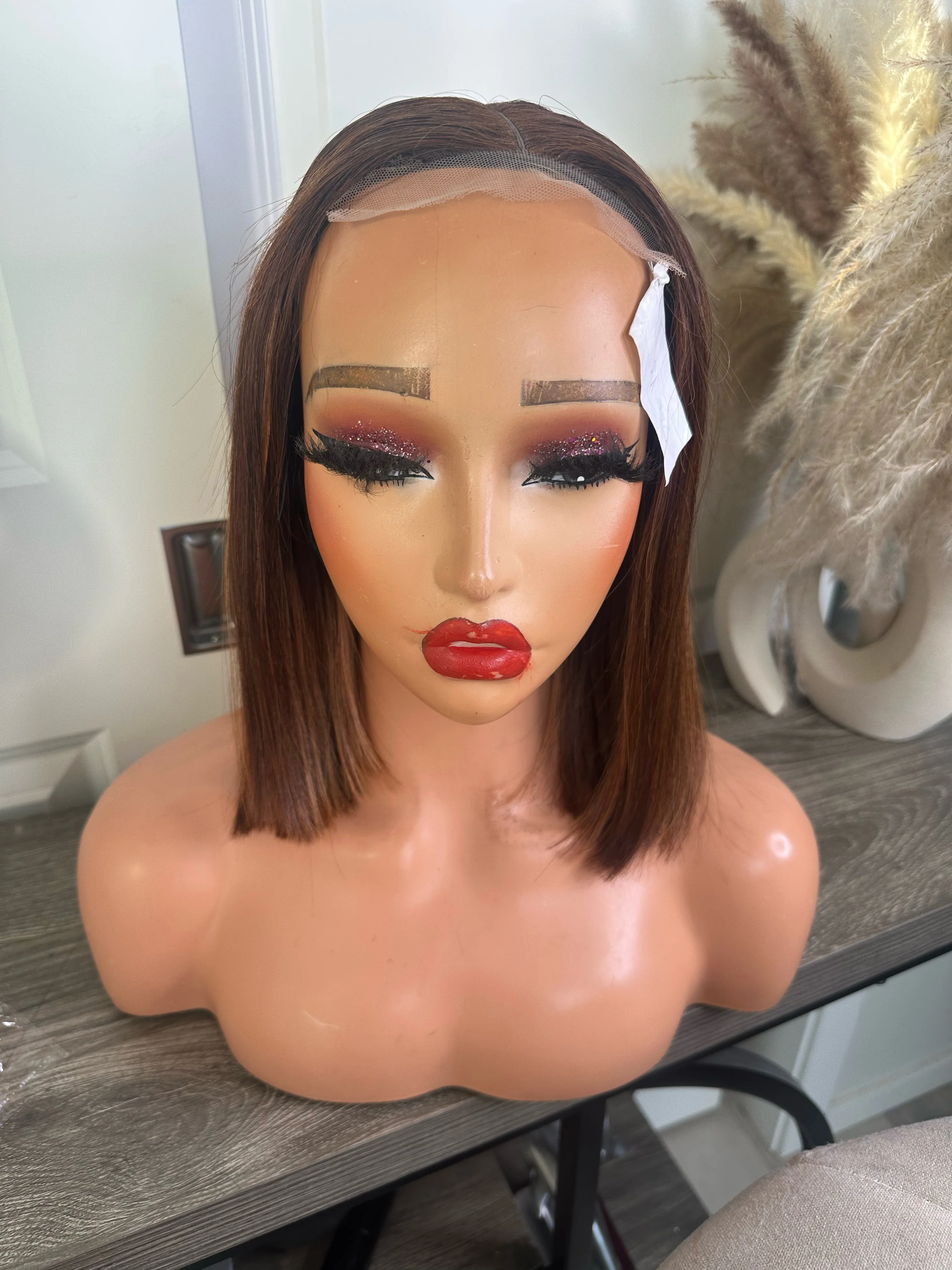 Raw quality piano brown bone straight wig second