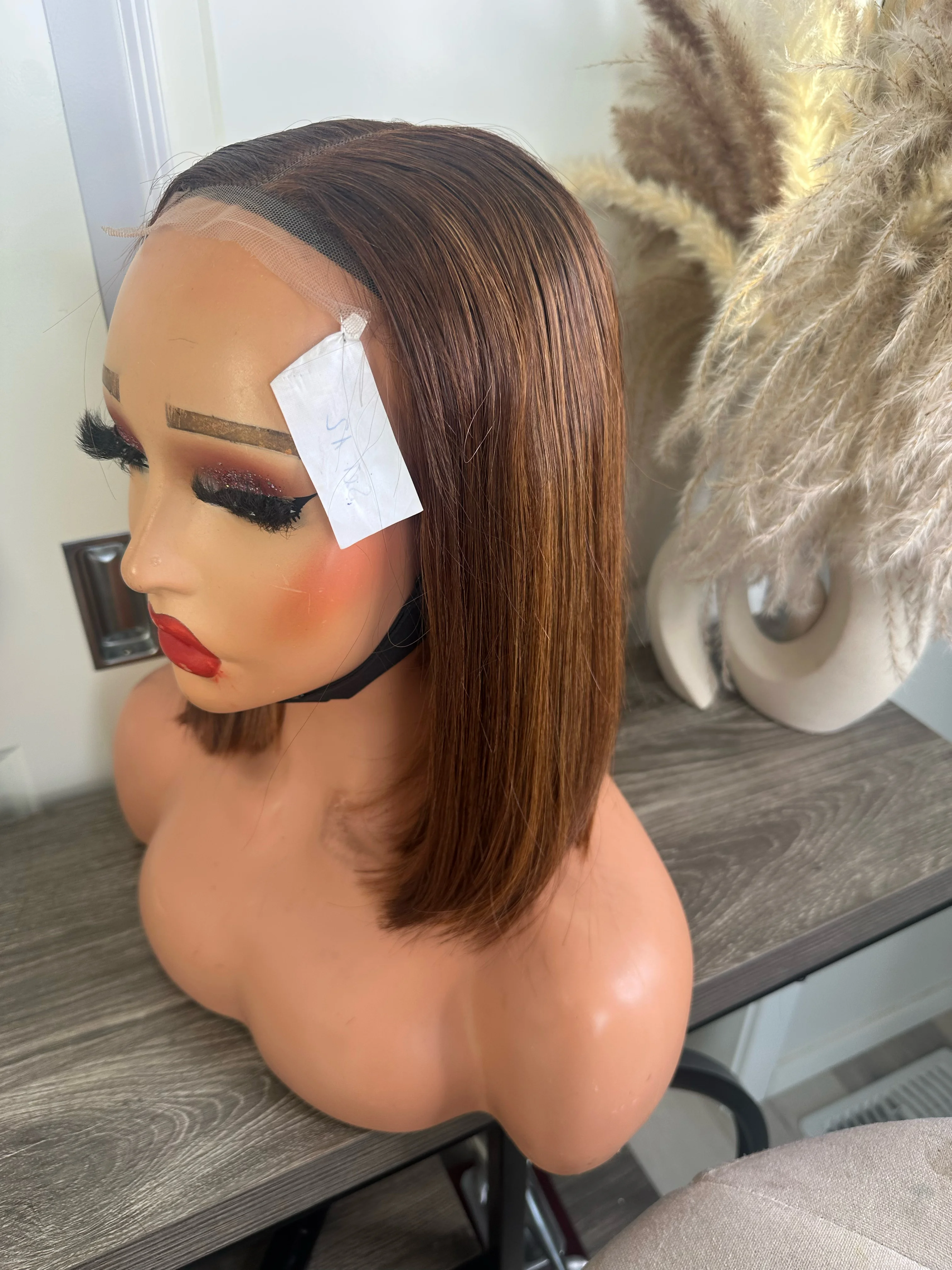 Raw quality piano brown bone straight wig
