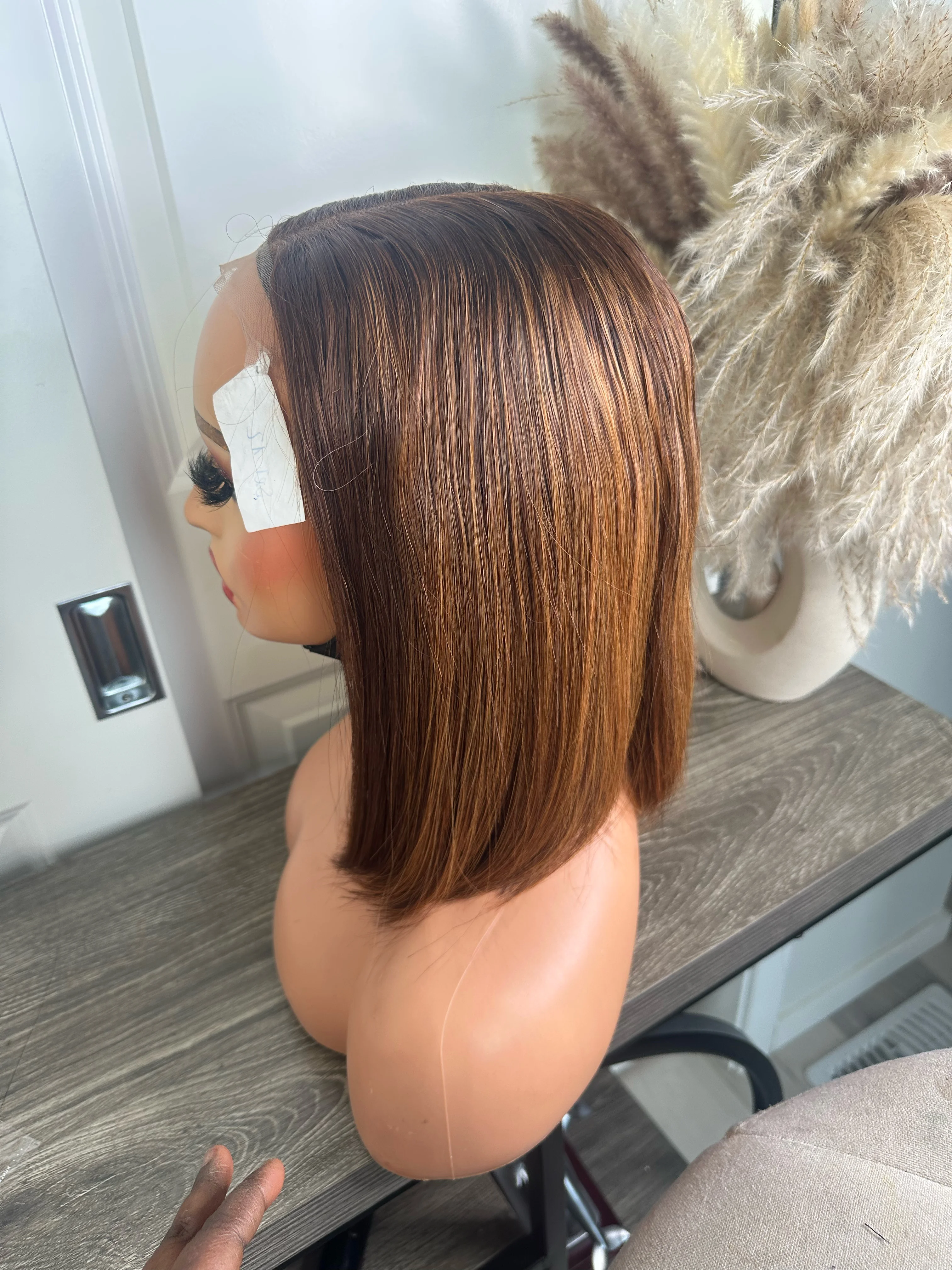 Raw quality piano brown bone straight wig