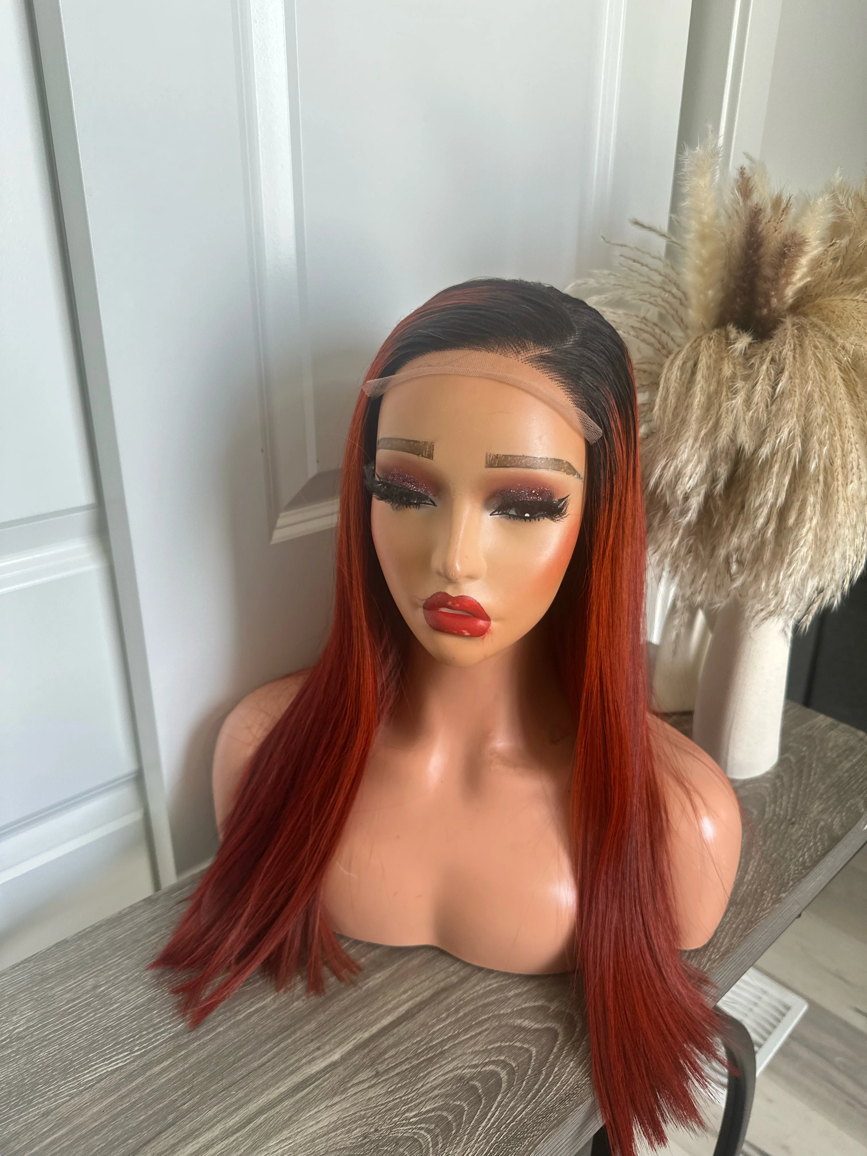 Raw burnt orange bone straight wig