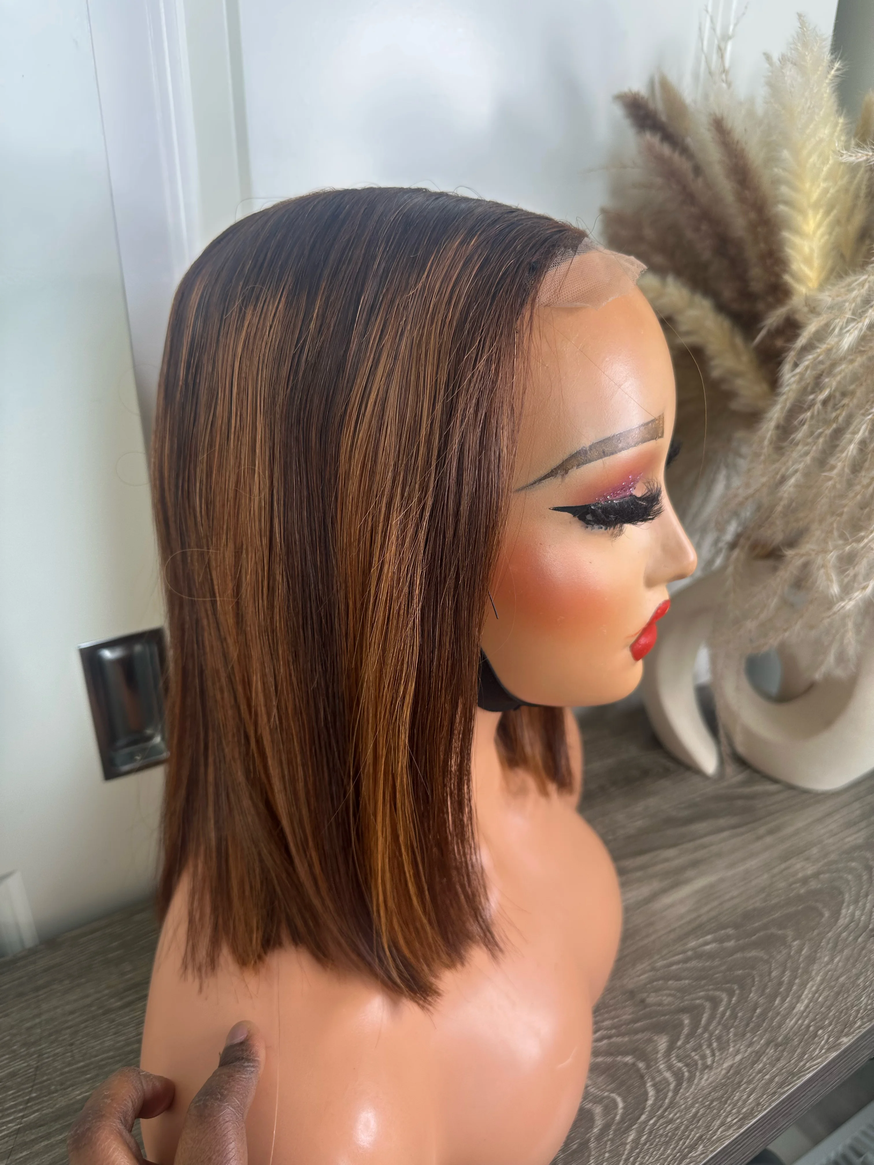 Raw quality piano brown bone straight wig