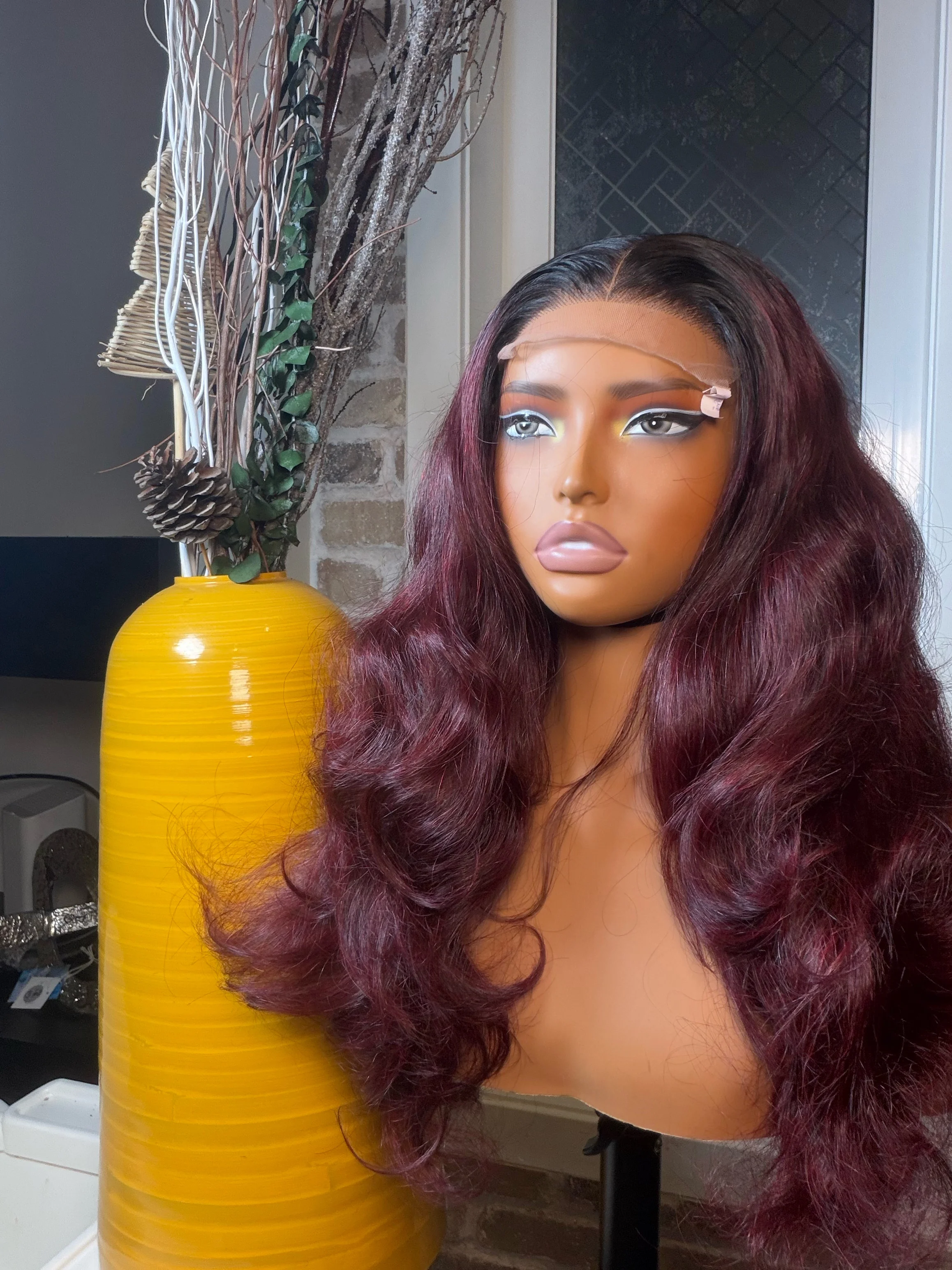 Raw Ombré burgundy